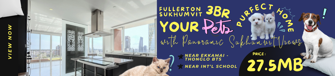 3 Bedrooms pet-friendly condo for sale in Sukhumvit, Bangkok at Fullerton Sukhumvit near BTS Thong Lo and BTS Ekkamai AA24939