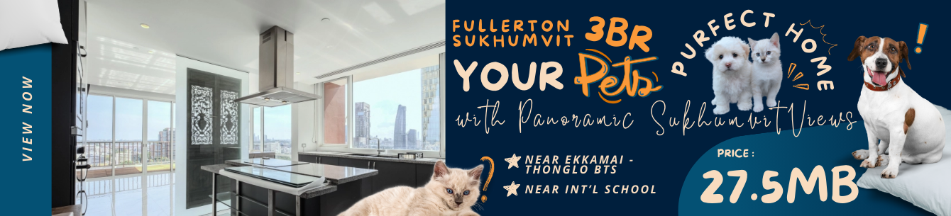 3 Bedrooms pet-friendly condo for sale in Sukhumvit, Bangkok at Fullerton Sukhumvit near BTS Thong Lo and BTS Ekkamai AA24939