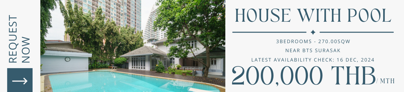 3 Bedrooms house for rent with private swimming pool in Sathorn, Bangkok on Accom Asia 6000303