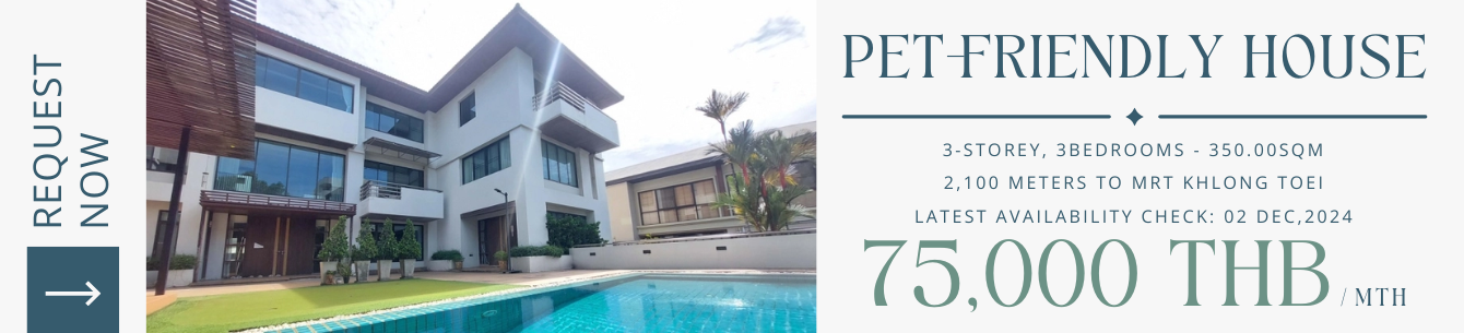 Spacious pet-friendly house with pool for rent near MRT in Sathorn, Bangkok 55091 on Accom Asia